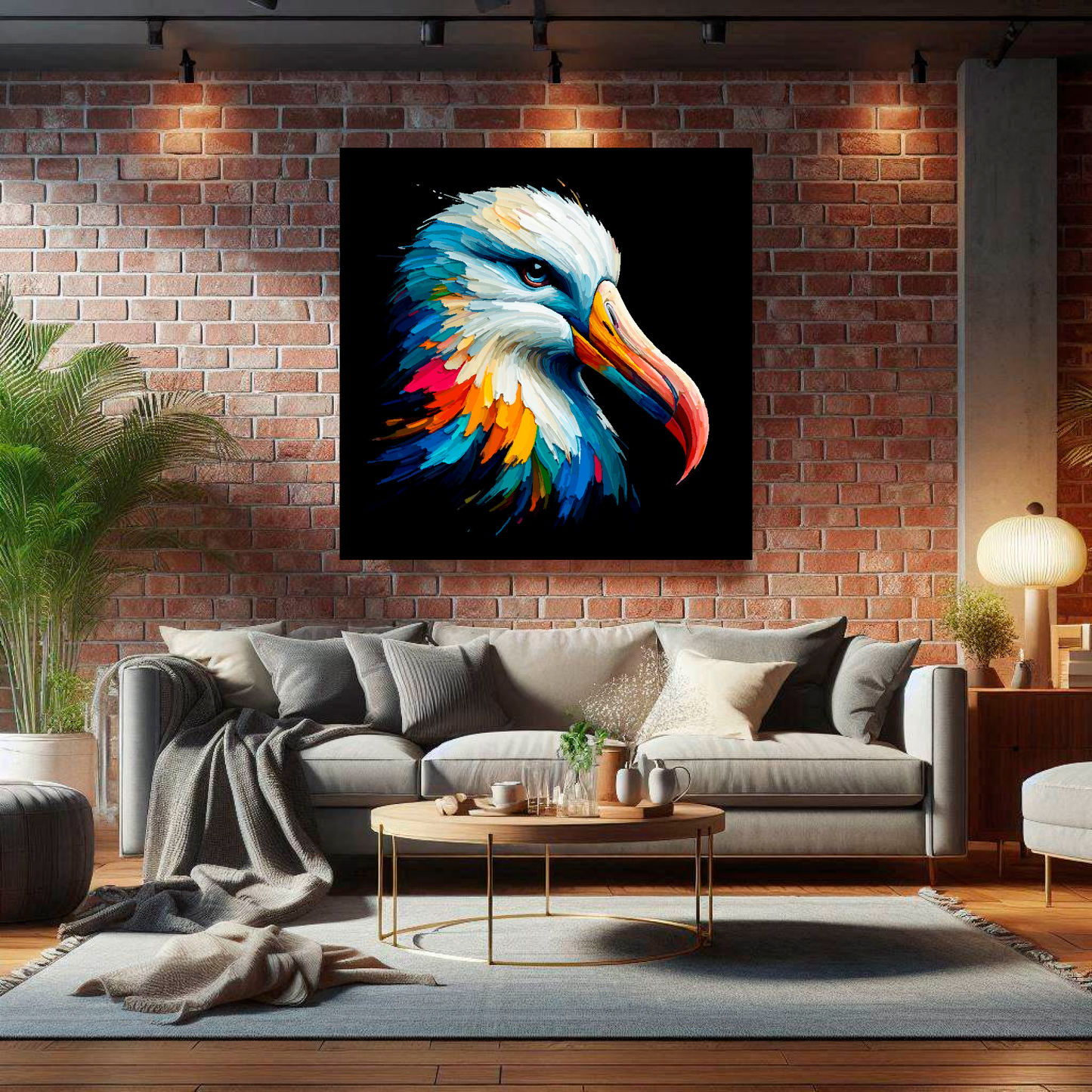 Large canvas wall art - A vibrant multi-coloured head portrait of a Albatross. Available in 3 large sizes.