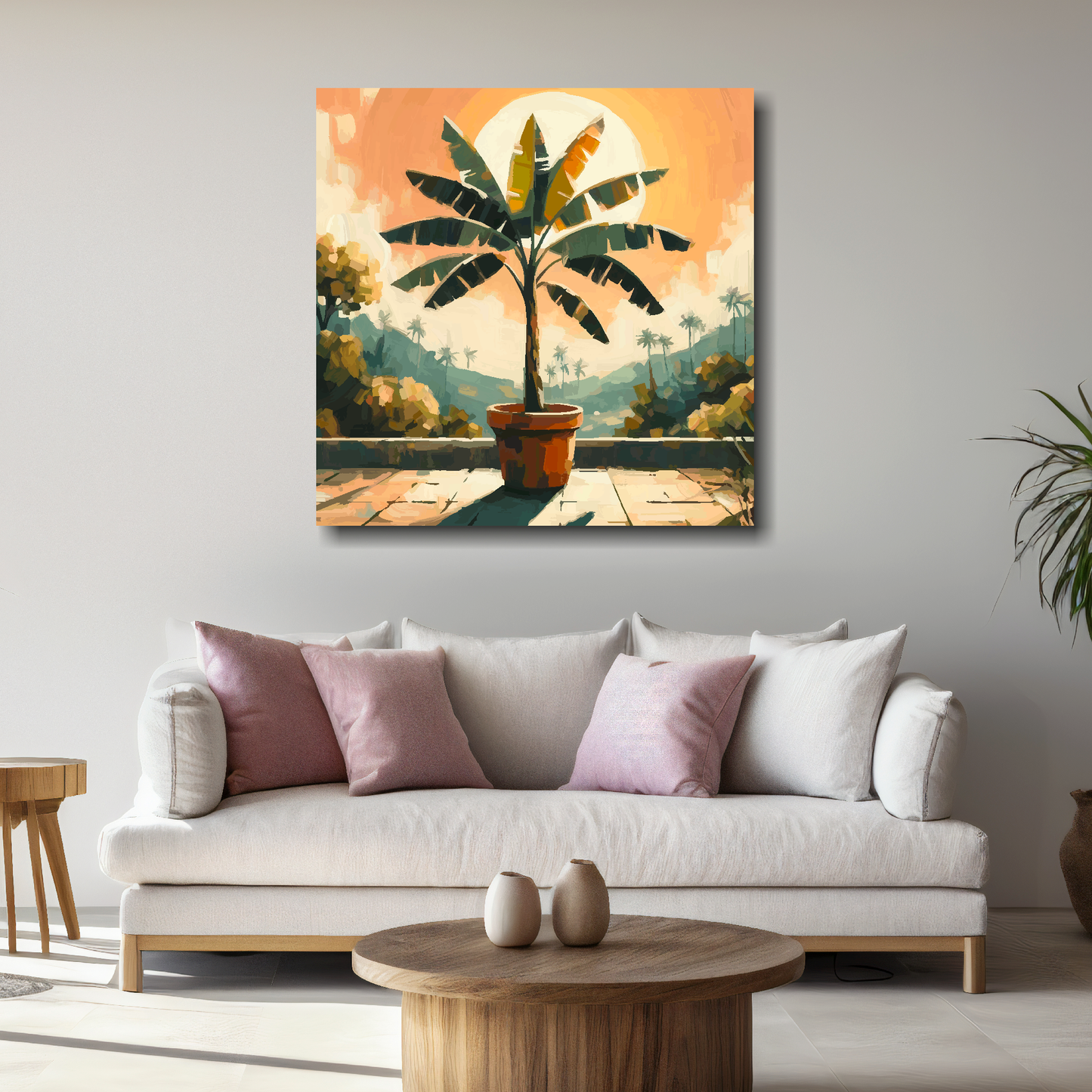 Large canvas wall art - Colourful Abstract of a Banana Tree, part of the UK CANVAS tree collection. Available in 3 large sizes.
