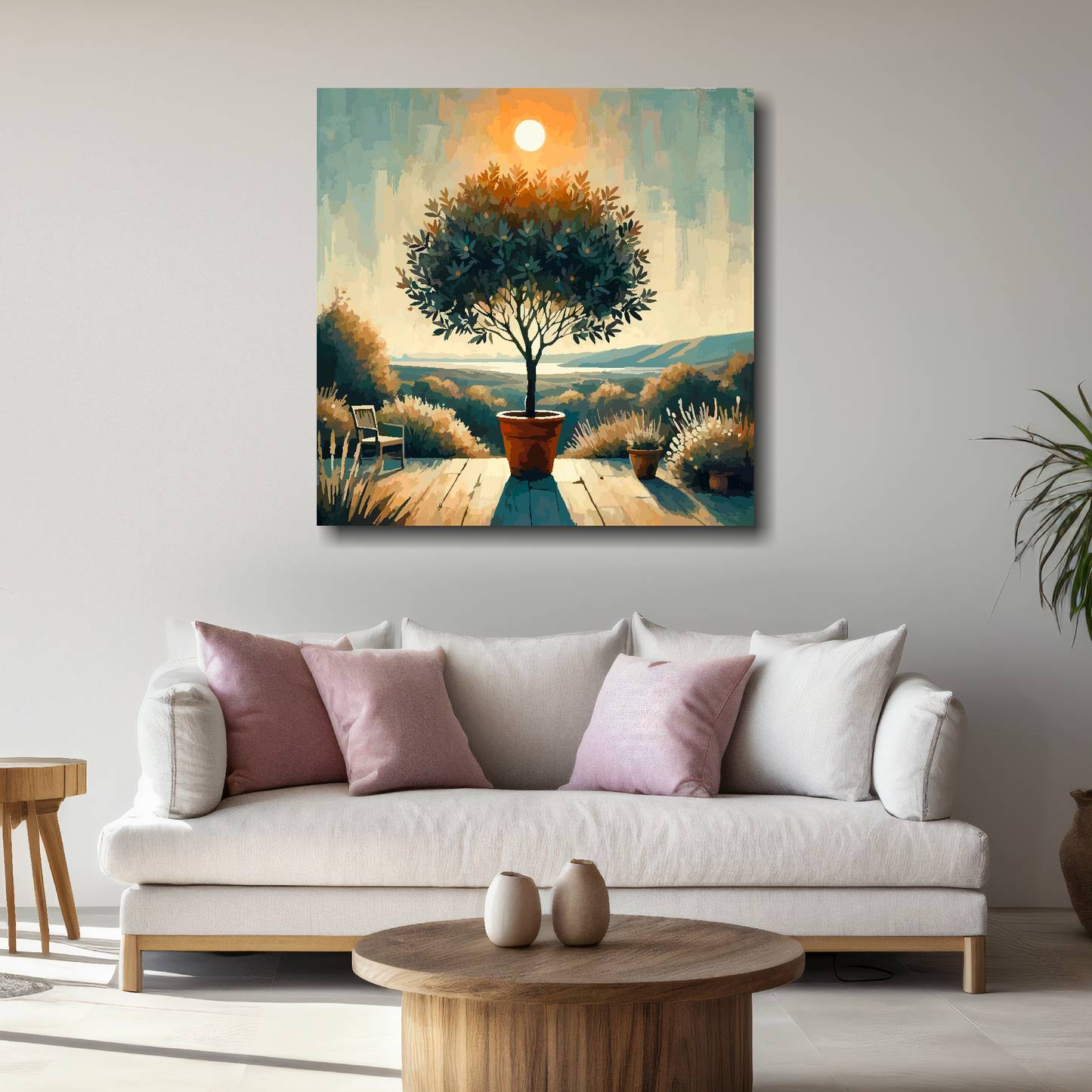 Large canvas wall art - Colourful Abstract of an Bay Tree, part of UK CANVAS tree collection. Available in 3 large sizes.