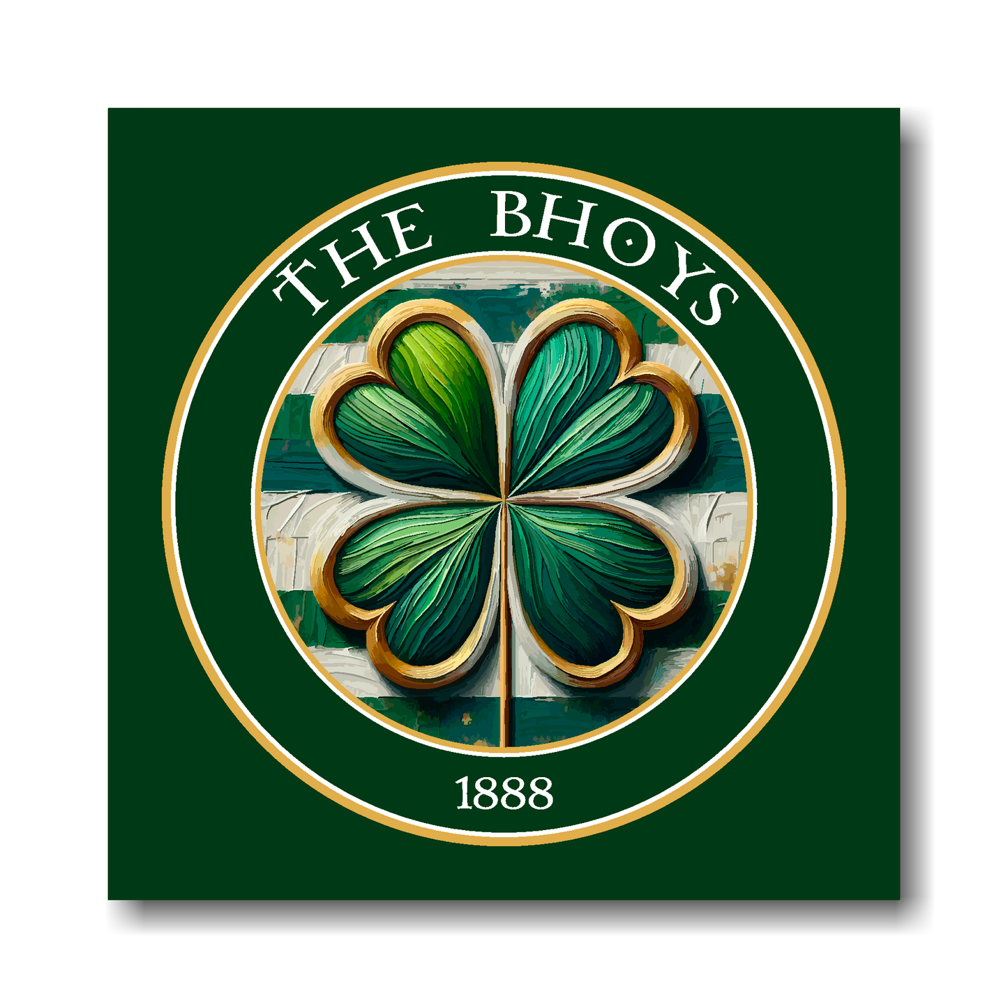 Celtic FC inspired Large canvas, featuring a large clover badge on a green background.