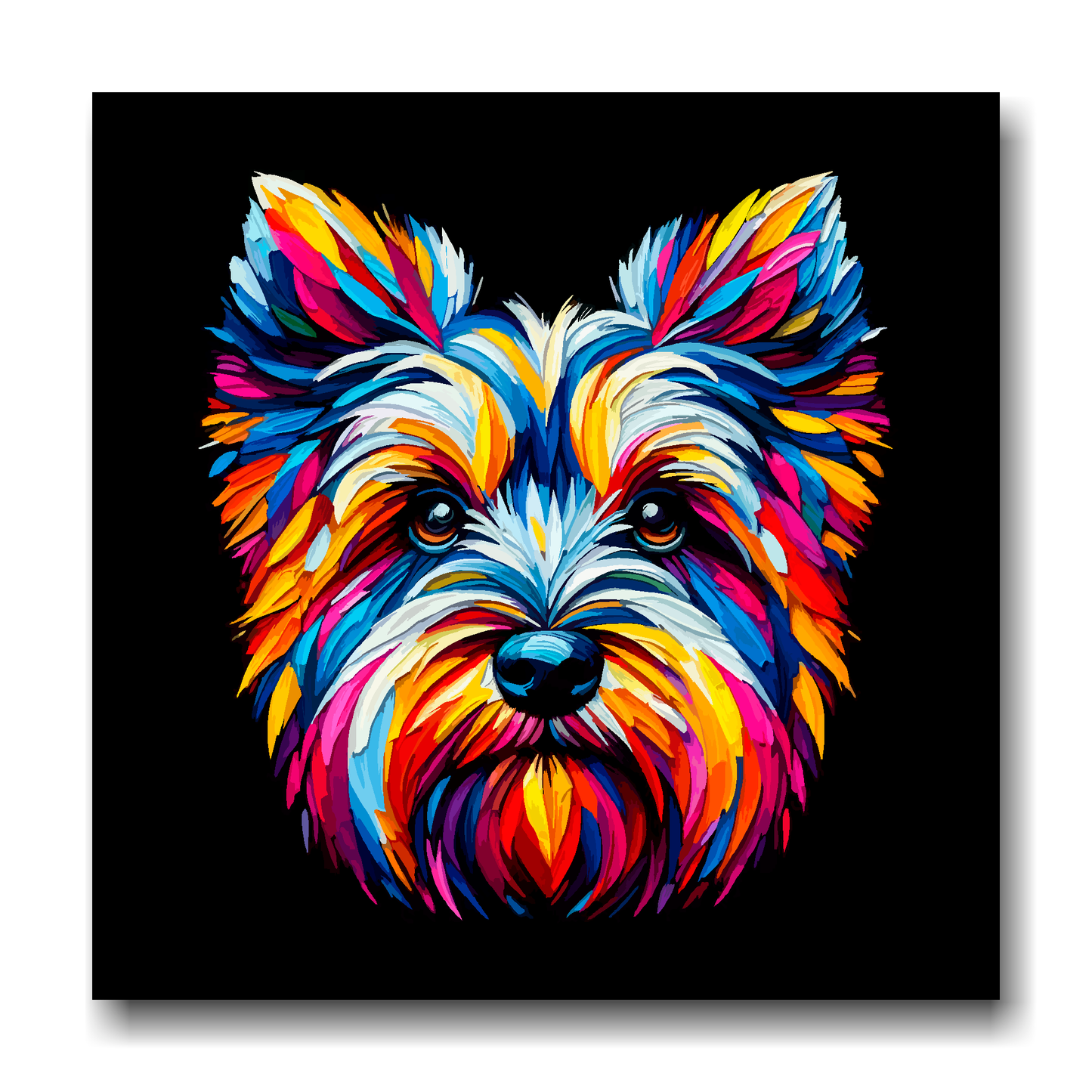 Large canvas wall art - A vibrant multi-coloured head portrait of a Cesky Terrier. Available in 3 large sizes.