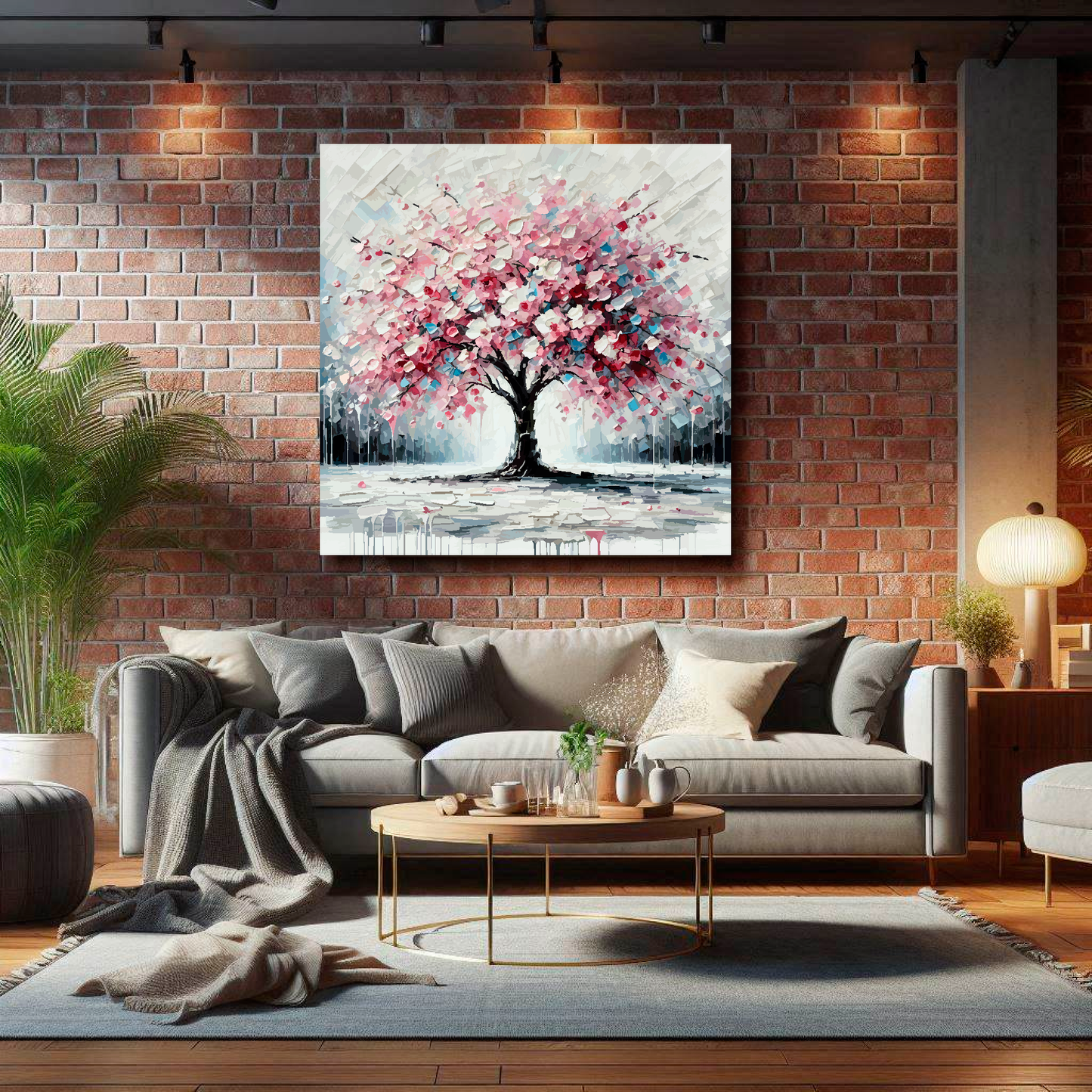 Large canvas wall art - Colourful Abstract of a Cherry Blossom Tree, part of the UK CANVAS tree collection. Available in 3 large sizes.