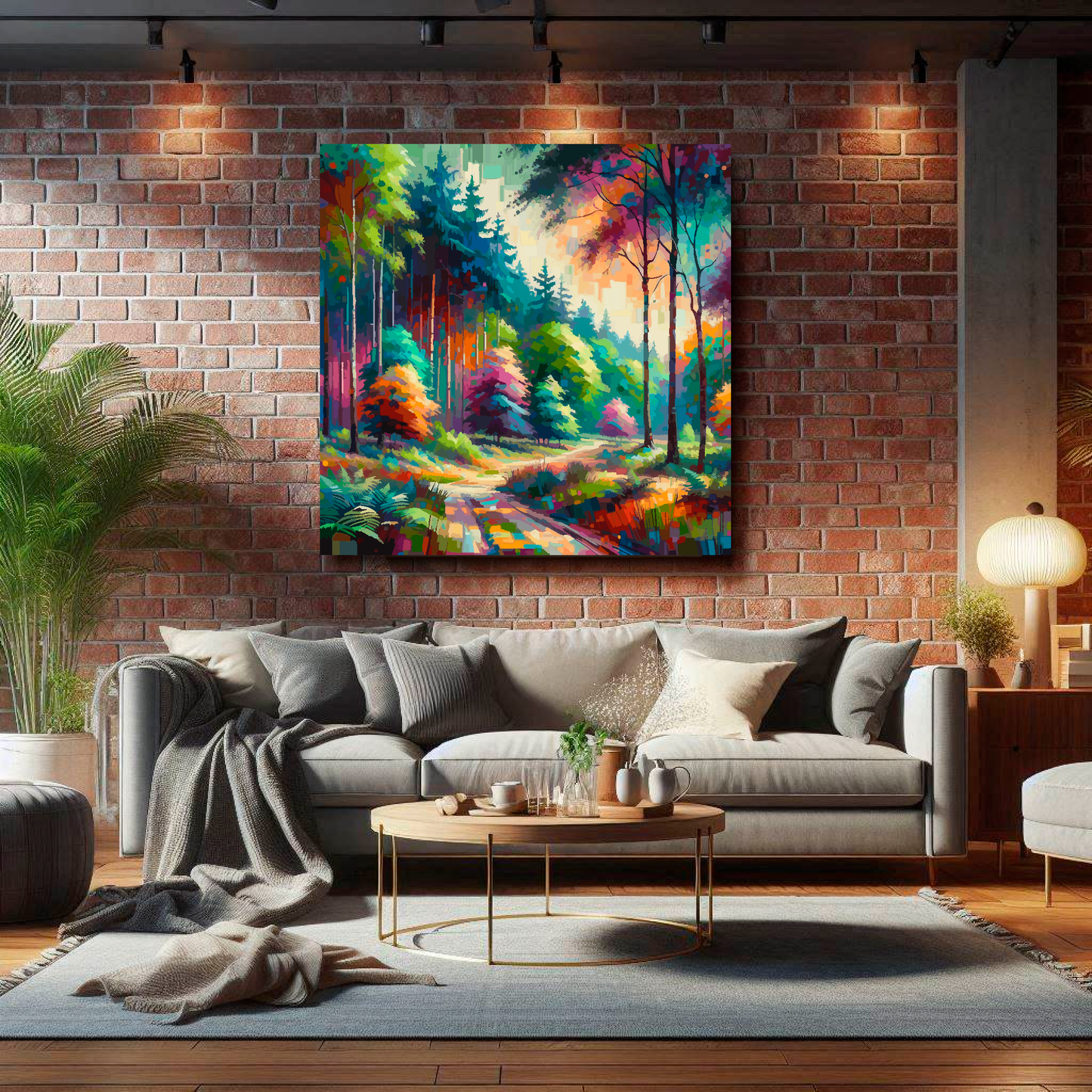 Large canvas wall art - A vibrant multi-coloured Forest Landscape. Available in 3 large sizes.