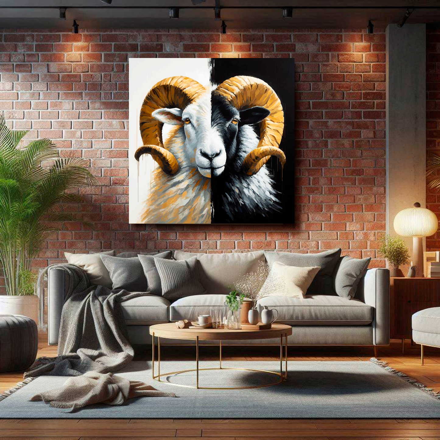 Large canvas wall art - A Ram in club colours, inspired by Derby County F.C. Part of the UK CANVAS sports collection. Available in 3 large sizes.