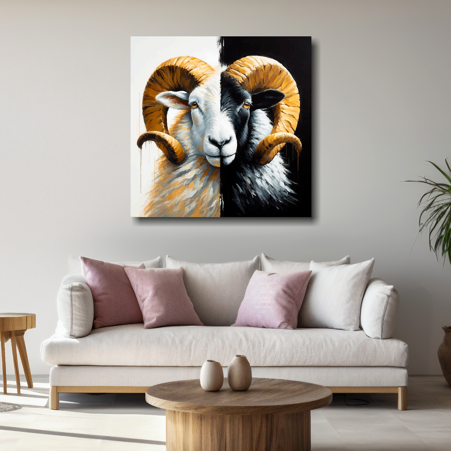 Large canvas wall art - A Ram in club colours, inspired by Derby County F.C. Part of the UK CANVAS sports collection. Available in 3 large sizes.