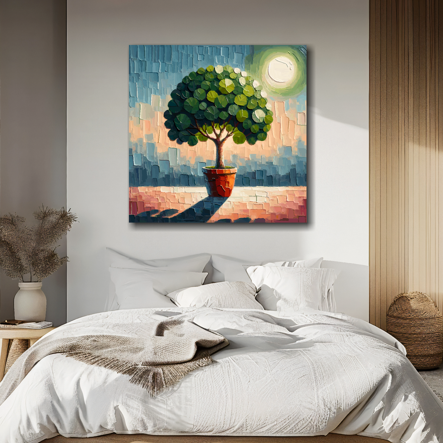 Large canvas wall art - Colourful Abstract of a Fig Tree, part of the UK CANVAS tree collection. Available in 3 large sizes.