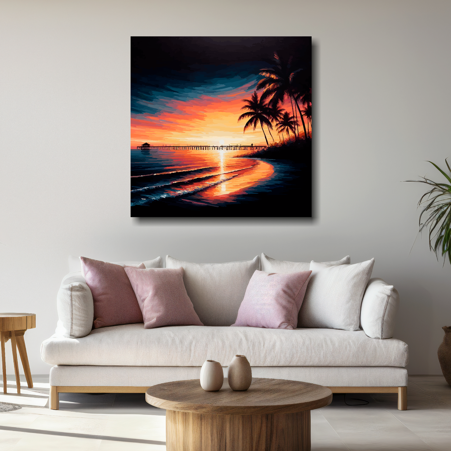 Large canvas wall art - Vibrant Florida Sunset beach scene, Available in 3 large sizes.