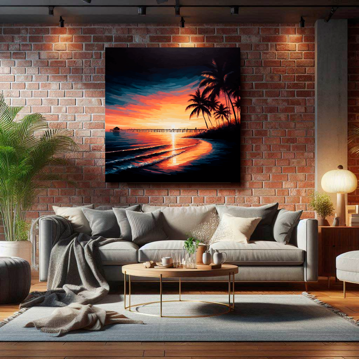 Large canvas wall art - Vibrant Florida Sunset beach scene, Available in 3 large sizes.
