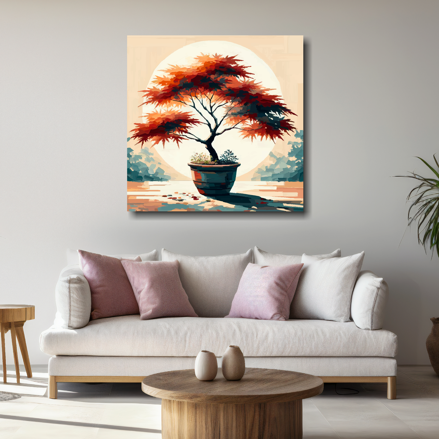 Large canvas wall art - Colourful Abstract of a Japanese Maple Tree, part of the UK CANVAS tree collection. Available in 3 large sizes.
