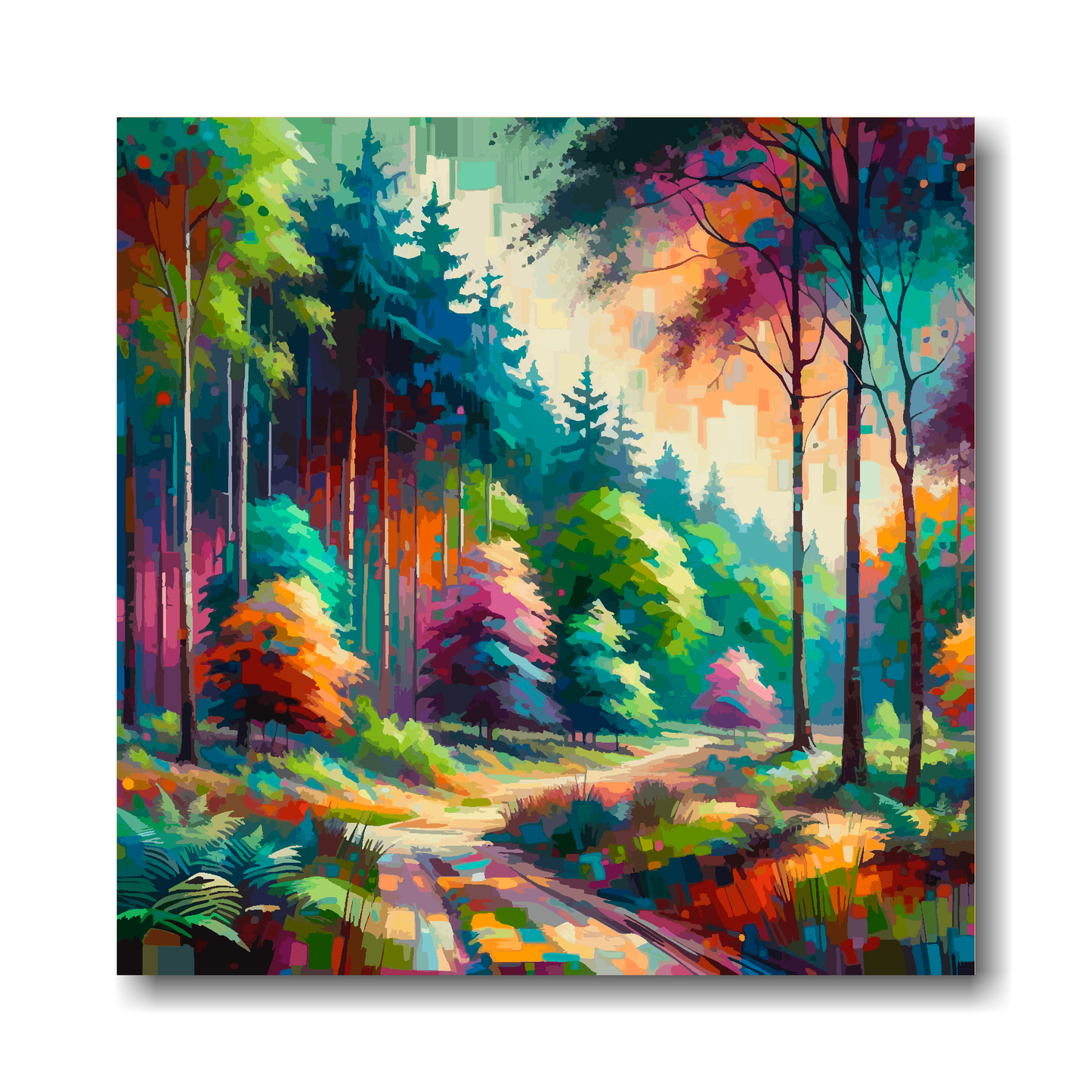 Large canvas wall art - A vibrant multi-coloured Forest Landscape. Available in 3 large sizes.