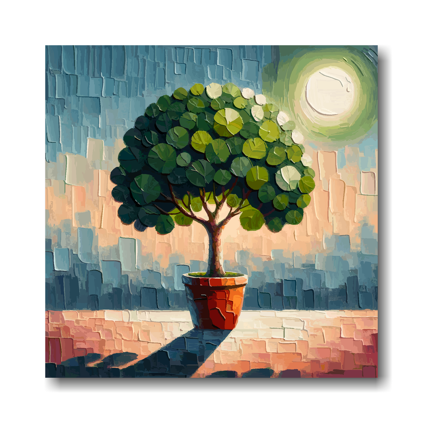 Large canvas wall art - Colourful Abstract of a Fig Tree, part of the UK CANVAS tree collection. Available in 3 large sizes.