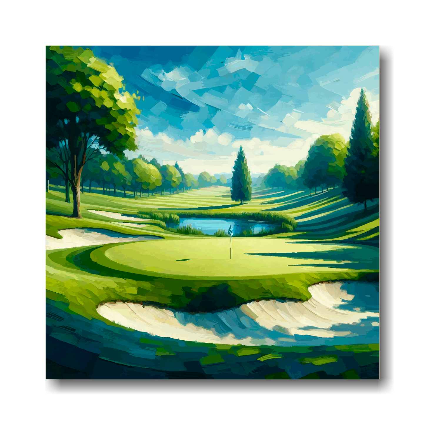 Large canvas wall art - Abstract golf course landscape. Available in 3 large sizes.