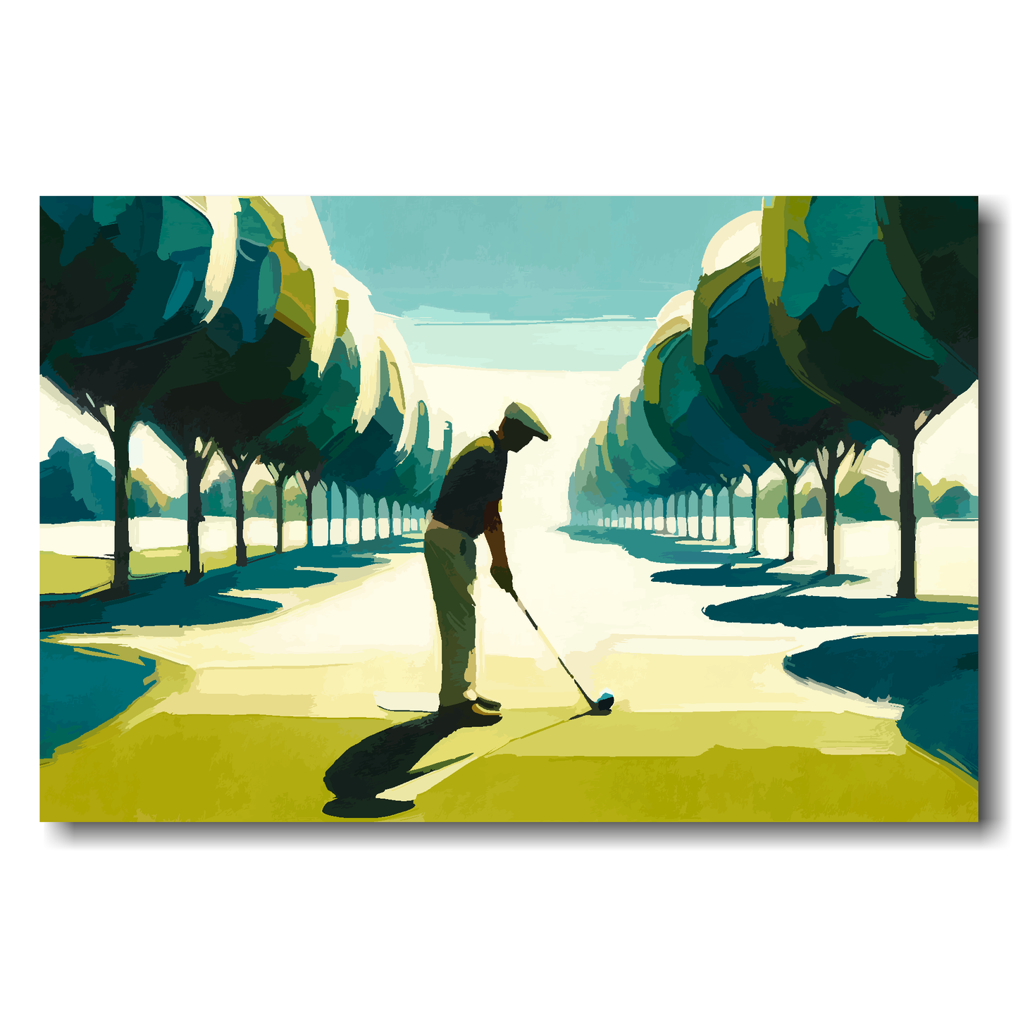 Large canvas wall art - A minimalist painting of a golfer. Available in 3 large sizes.