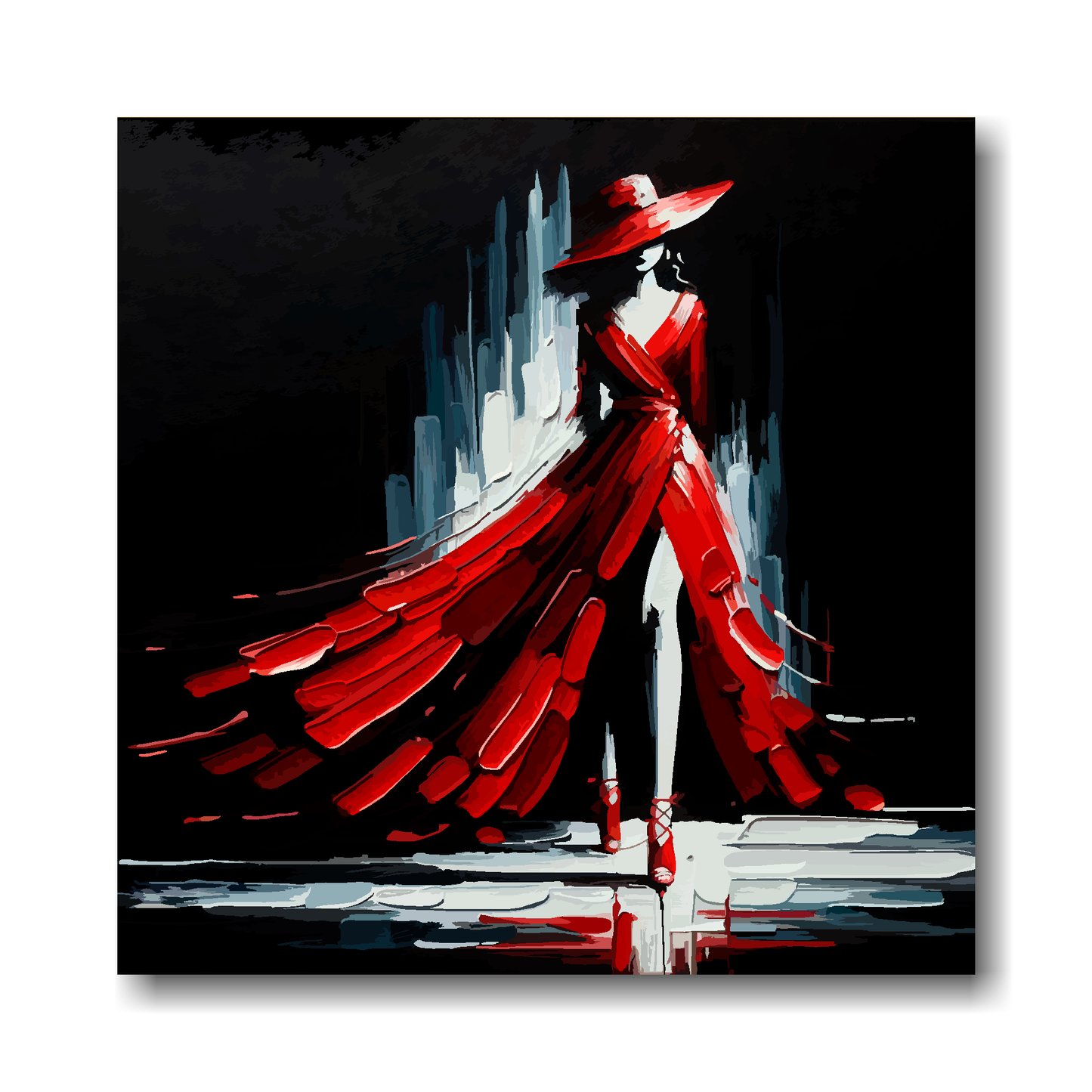 Large canvas wall art - A minimalist painting of red fashion dress. Available in 3 large sizes.