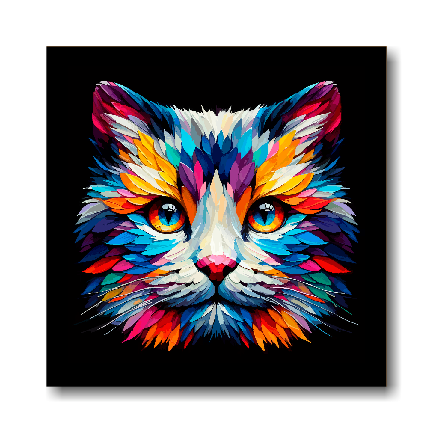 Large canvas wall art - A vibrant multi-coloured head portrait of a Snowshoe Cat. Available in 3 large sizes.