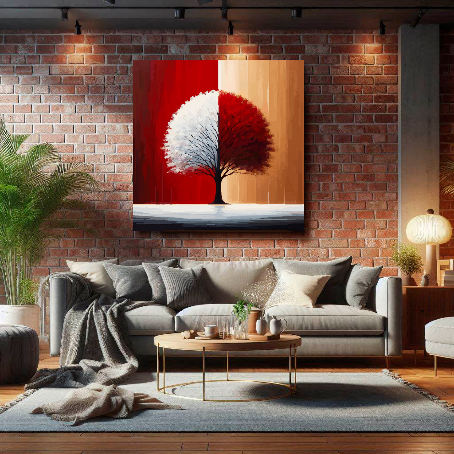 Large canvas wall art - Two tone tree in club colours, inspired by Nottingham Forest F.C. Part of the UK CANVAS sports collection. Available in 3 large sizes.