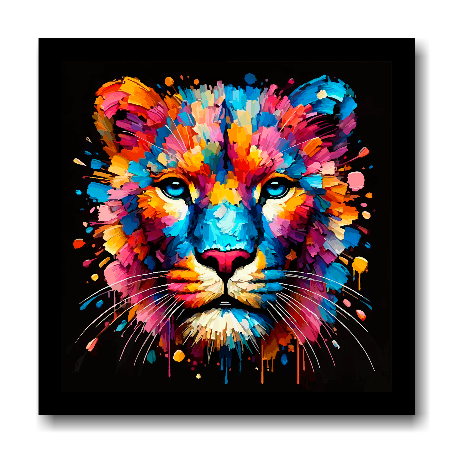 Large canvas wall art - A vibrant multi-coloured head portrait of a Panther. Available in 3 large sizes.