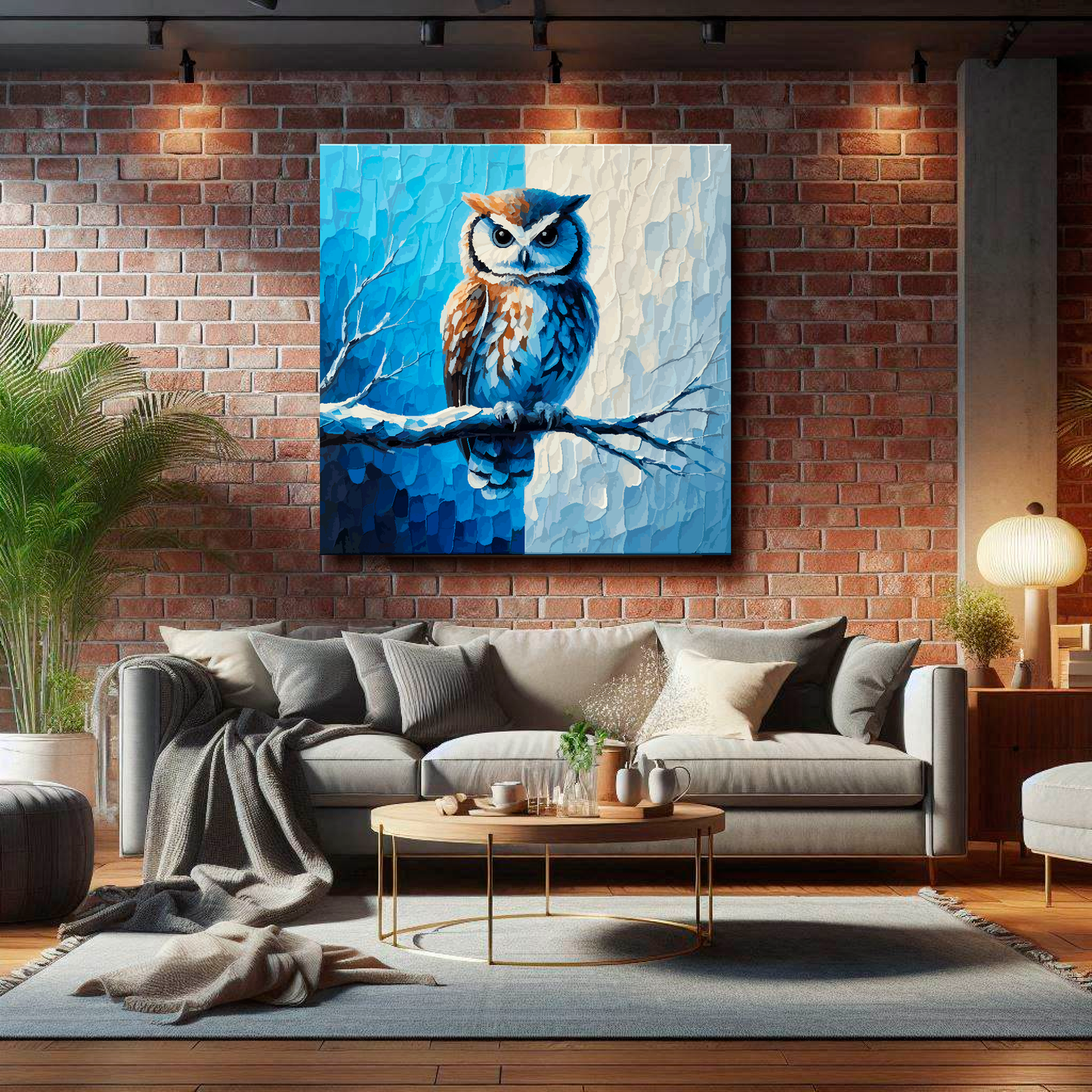 Large canvas wall art - An Owl on a branch in club colours, inspired by Sheffield Wednesday F.C. Part of the UK CANVAS sports collection. Available in 3 large sizes.