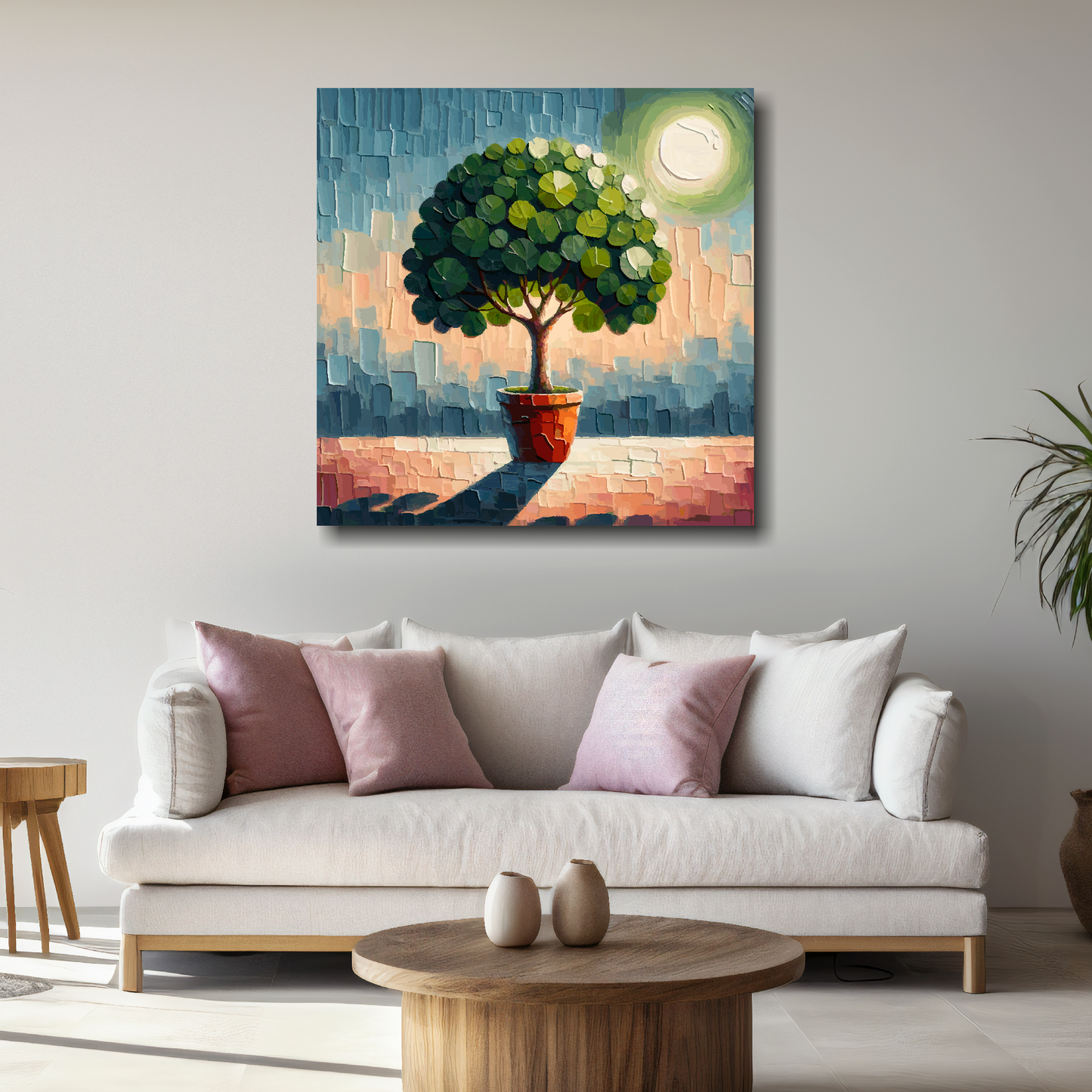Large canvas wall art - Colourful Abstract of a Fig Tree, part of the UK CANVAS tree collection. Available in 3 large sizes.