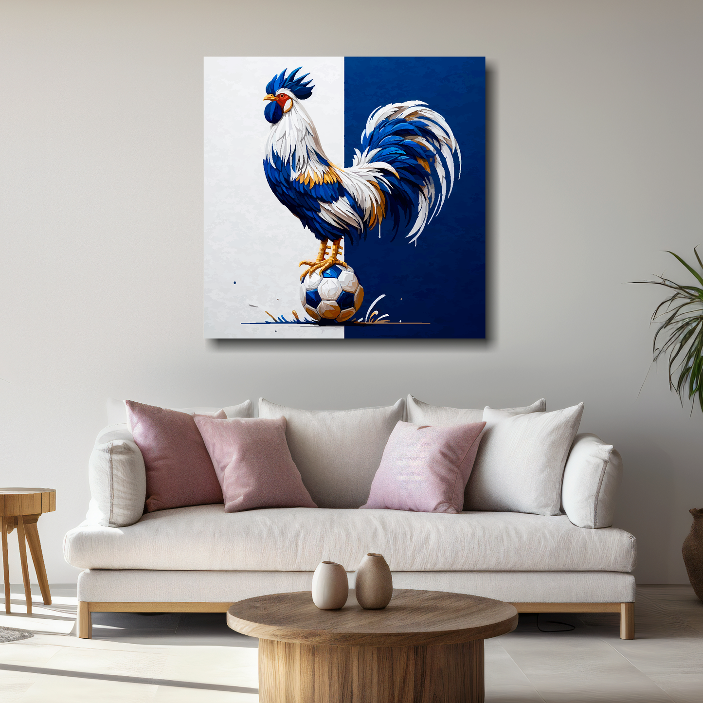 Large canvas wall art - A cockerel in club colours, inspired by Spurs F.C. Part of the UK CANVAS sports collection. Available in 3 large sizes.