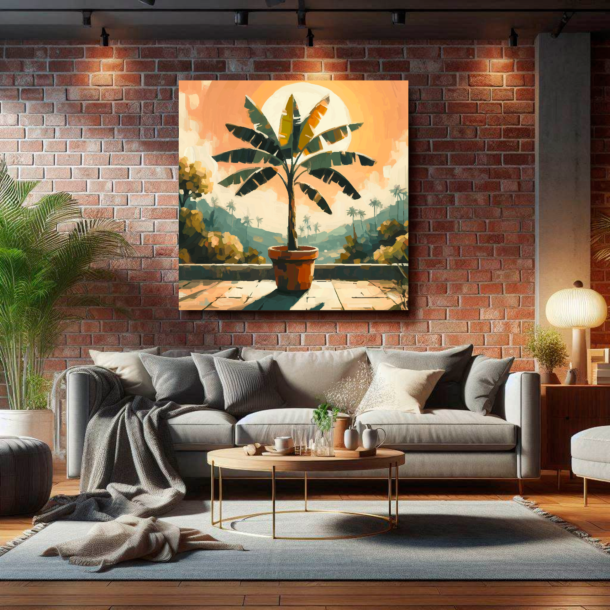 Large canvas wall art - Colourful Abstract of a Banana Tree, part of the UK CANVAS tree collection. Available in 3 large sizes.