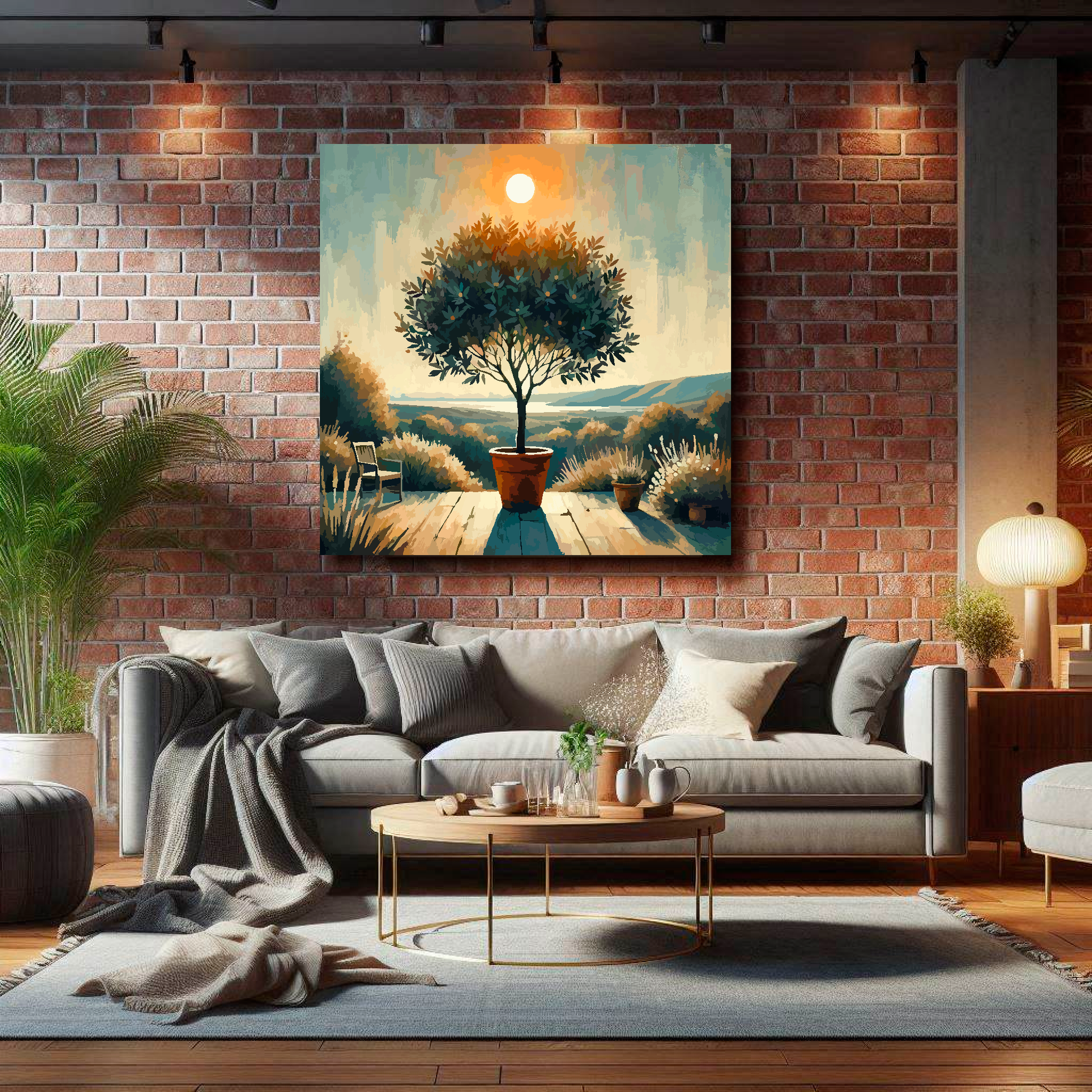 Large canvas wall art - Colourful Abstract of a Bay Tree, part of UK CANVAS tree collection. Available in 3 large sizes.