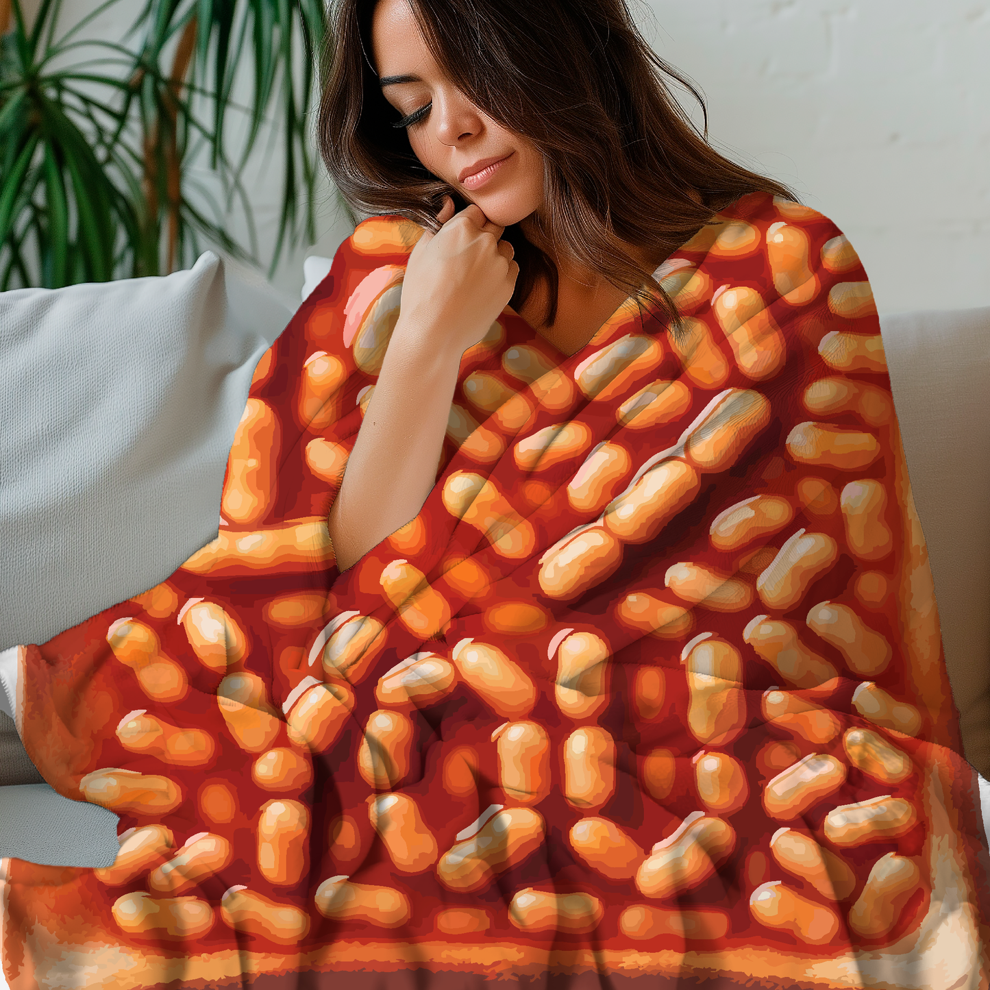 British beans on toast blanket - cosy fleece throw with secret love message