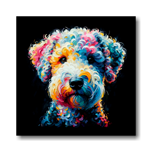 Colourful abstract of a Bedlington Terrier portrait on canvas