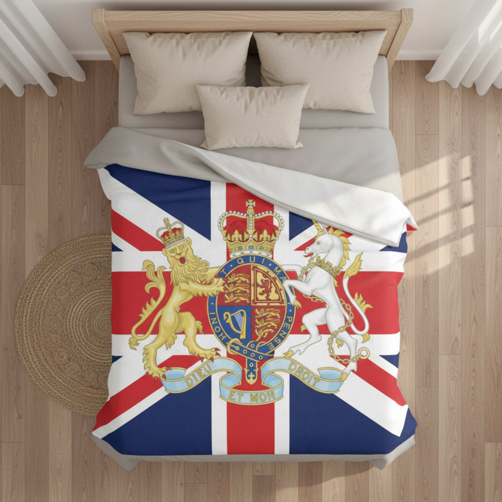 British fleece blanket draped on bed demonstrating generous double bed coverage and cosy comfort
