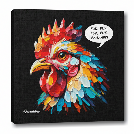 Colourful Chicken portrait canvas print - UK made personlised pet wall art 