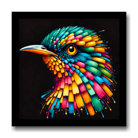 Large canvas wall art - A vibrant multi-coloured head portrait of a Cuckoo. Available in 3 large sizes.