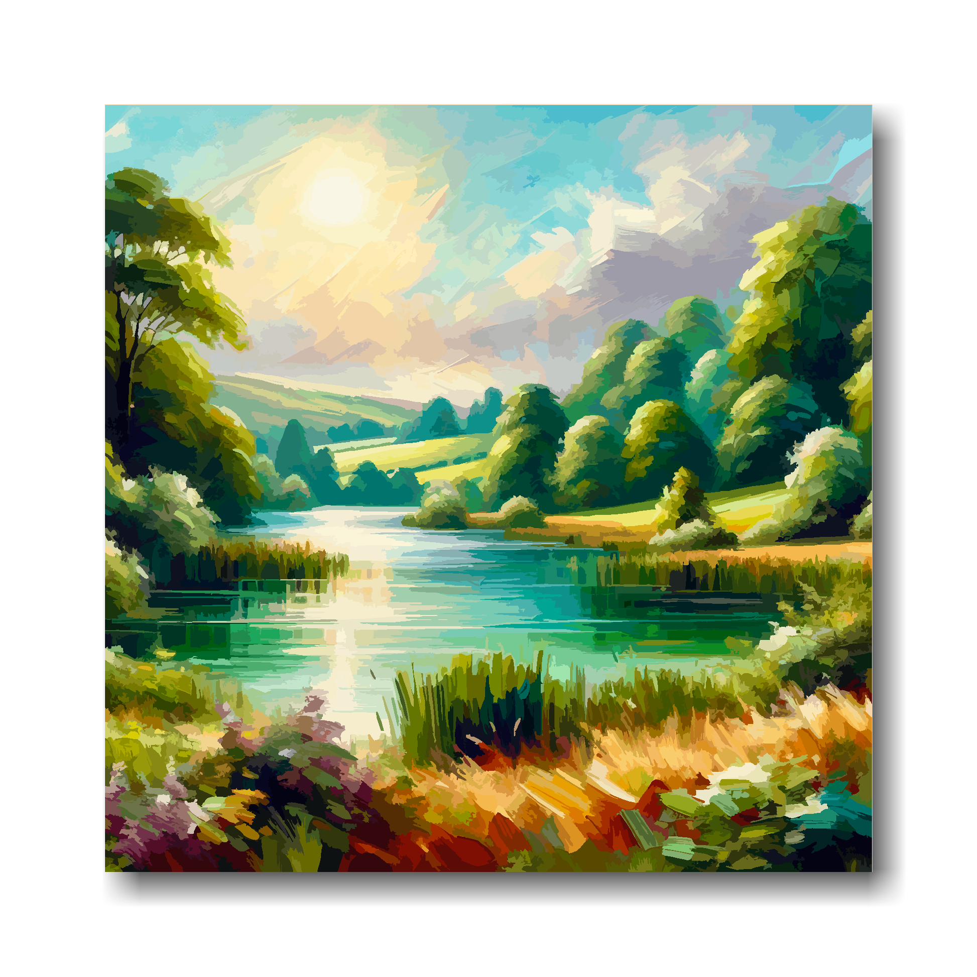 Large canvas wall art - Multi-Coloured Landscape of an English lake.