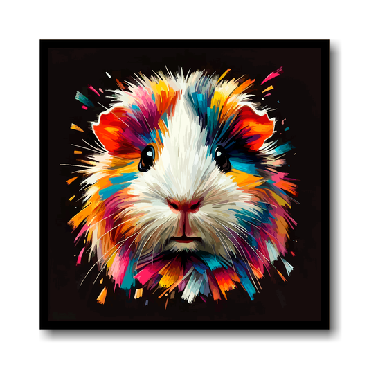Large canvas wall art - Colourful Hamster portrait on a black background. Availabe in 3 large sizes.