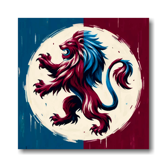 Large canvas wall art - A Rampant Lion in club colours, inspired by Aston Villa F.C. Part of the UK CANVAS sports collection. Available in 3 large sizes.