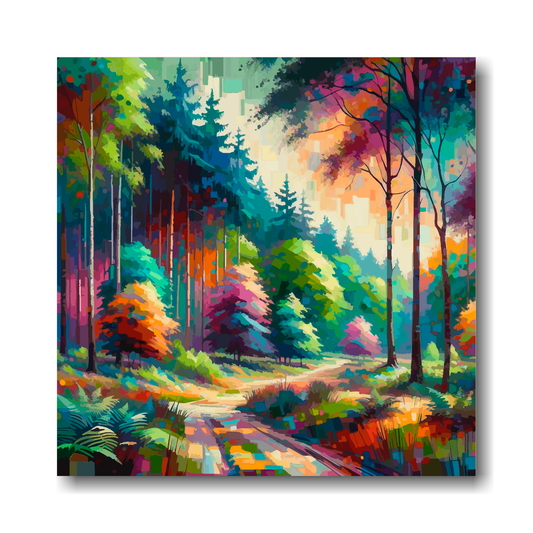 Large canvas wall art - A vibrant multi-coloured Forest Landscape. Available in 3 large sizes.