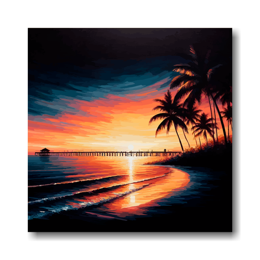 Large canvas wall art - Vibrant Florida Sunset beach scene, Available in 3 large sizes.