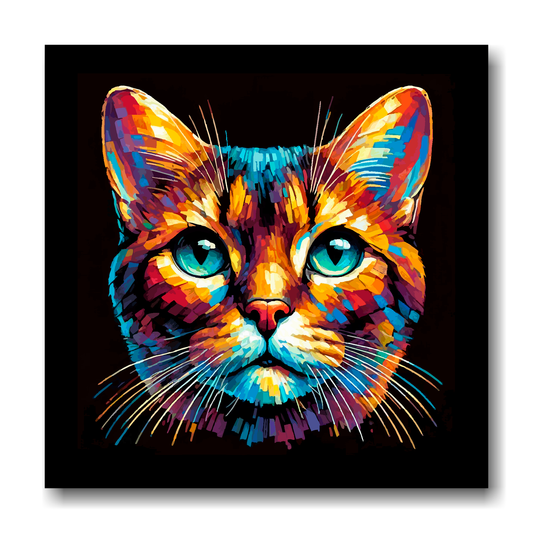 Large canvas wall art - A vibrant multi-coloured head portrait of a Havana Brown Cat. Available in 3 large sizes.