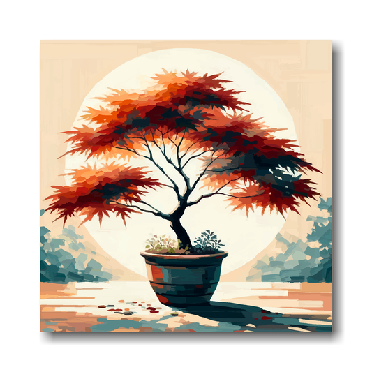Large canvas wall art - Colourful Abstract of a Japanese Maple Tree, part of the UK CANVAS tree collection. Available in 3 large sizes.