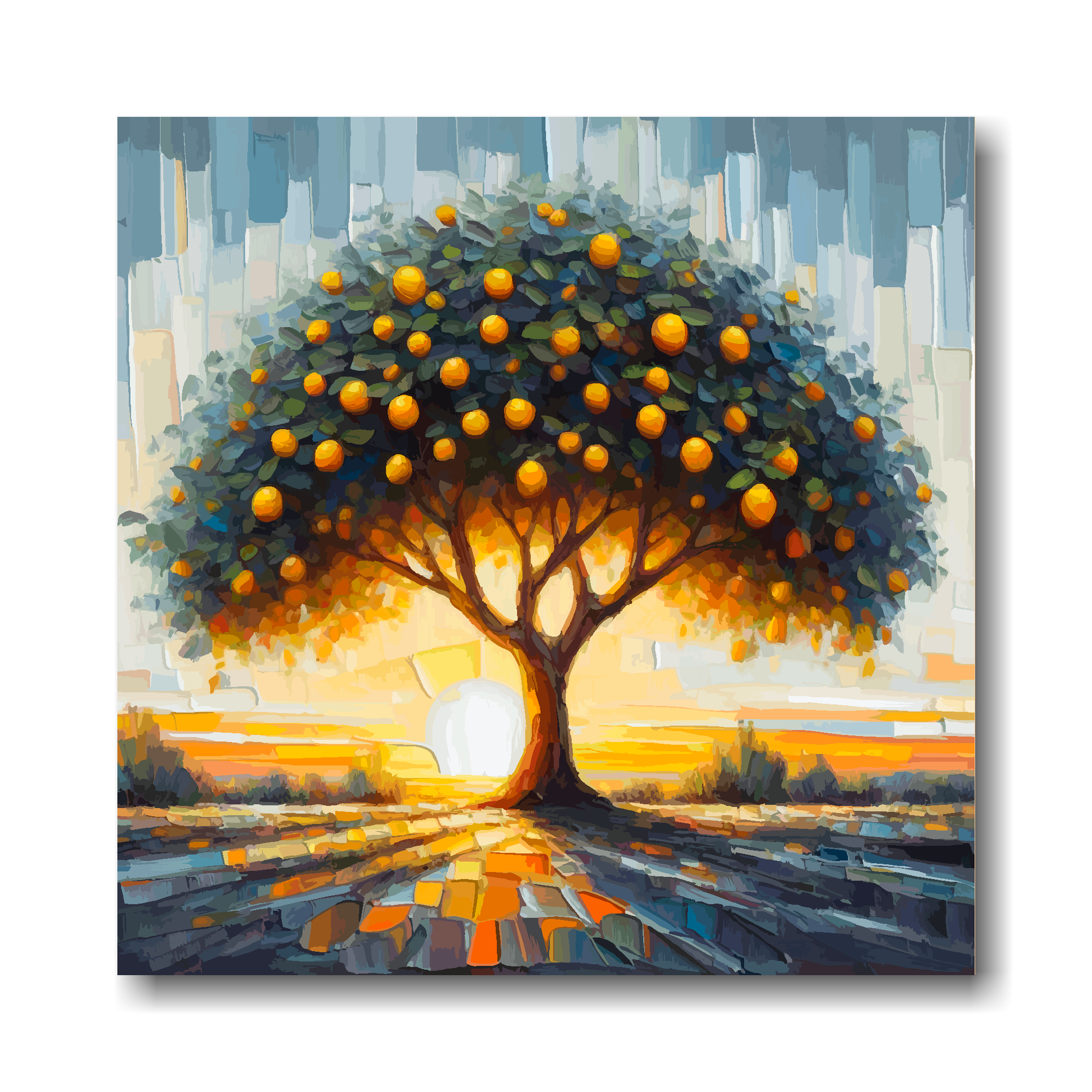 Large canvas wall art - Colourful Abstract of a Lemon Tree, part of the UK CANVAS tree collection. Available in 3 large sizes.