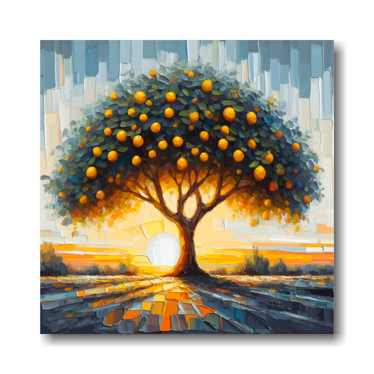 Large canvas wall art - Colourful Abstract of a Lemon Tree, part of the UK CANVAS tree collection. Available in 3 large sizes.