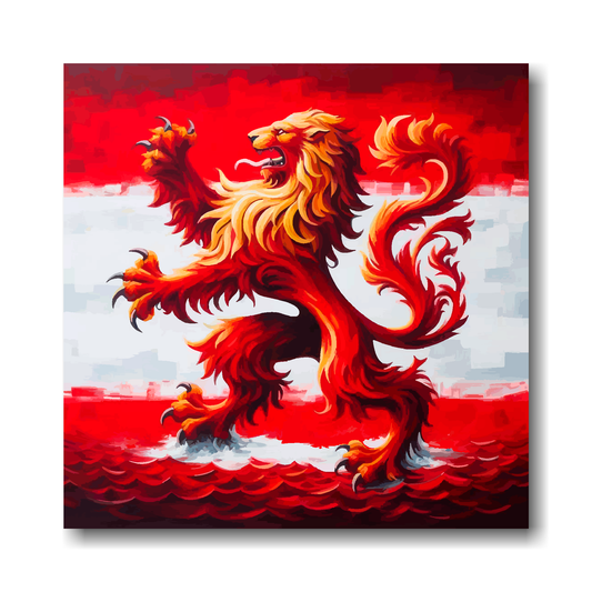 Large canvas wall art - A Rampant Lion in club colours, inspired by Middlesbrough F.C. Part of the UK CANVAS sports collection. Available in 3 large sizes.