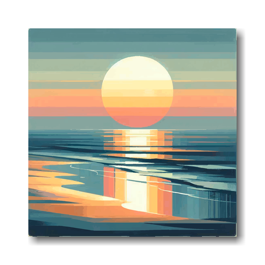 Large canvas wall art - Abstract Ocean Sunset beach scene, Available in 3 large sizes.