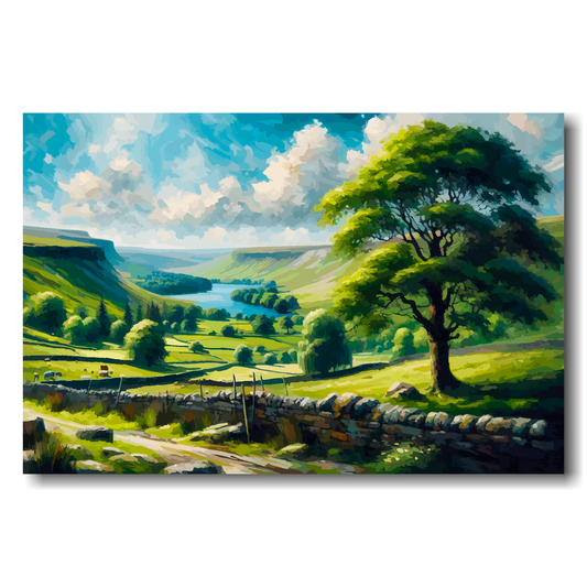 Large canvas wall art - A colourful painting of a English National Park. Available in 3 large sizes.
