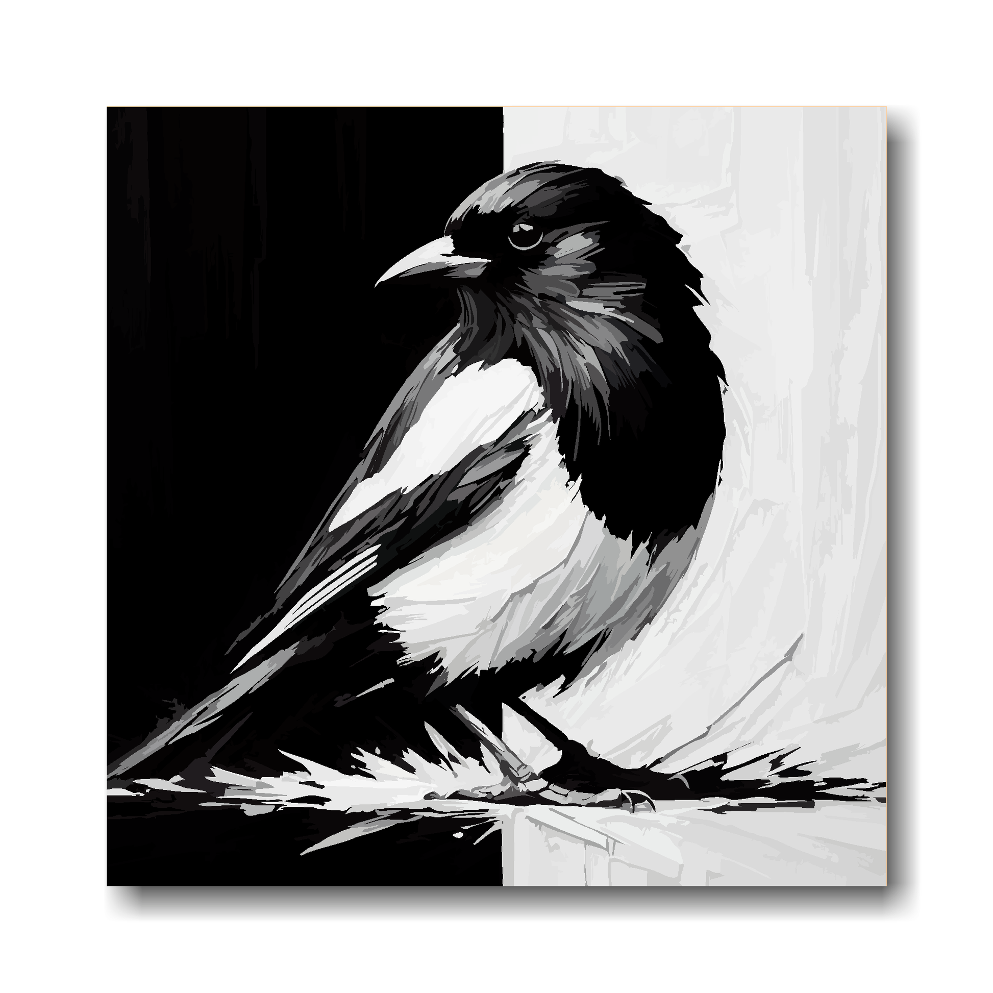 Large canvas wall art - A Magpie in club colours, inspired by Newcastle United F.C. Part of the UK CANVAS sports collection. Available in 3 large sizes.