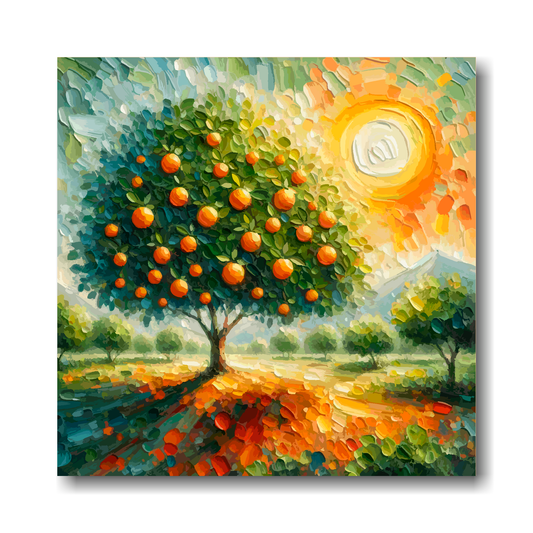 Large canvas wall art - Colourful Abstract of a Orange Tree, part of the UK CANVAS tree collection. Available in 3 large sizes.