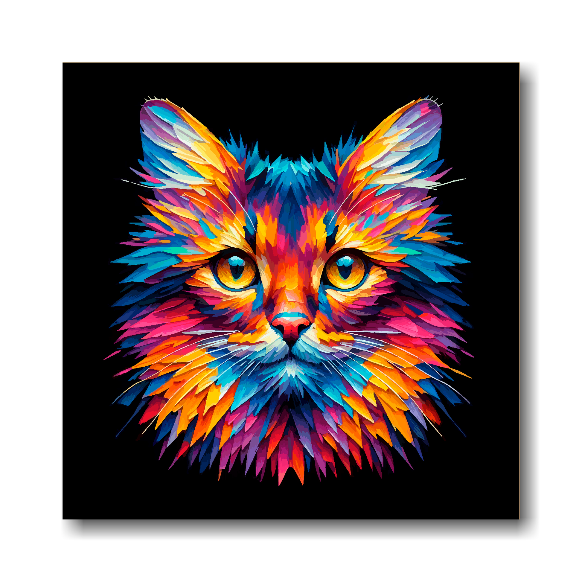 Large canvas wall art - A multi-coloured head portrait of a Somali Cat. Available in 3 large sizes.