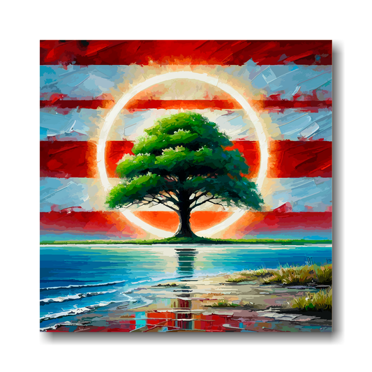 Large canvas wall art - A Tree with a halo in club colours, inspired by Southampton F.C. Part of the UK CANVAS sports collection. Available in 3 large sizes.