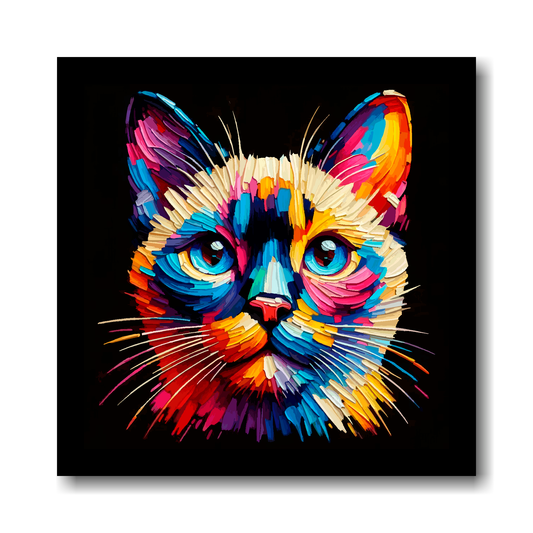 Large canvas wall art - A multi-coloured head portrait of a Tonkinese Cat. Available in 3 large sizes.
