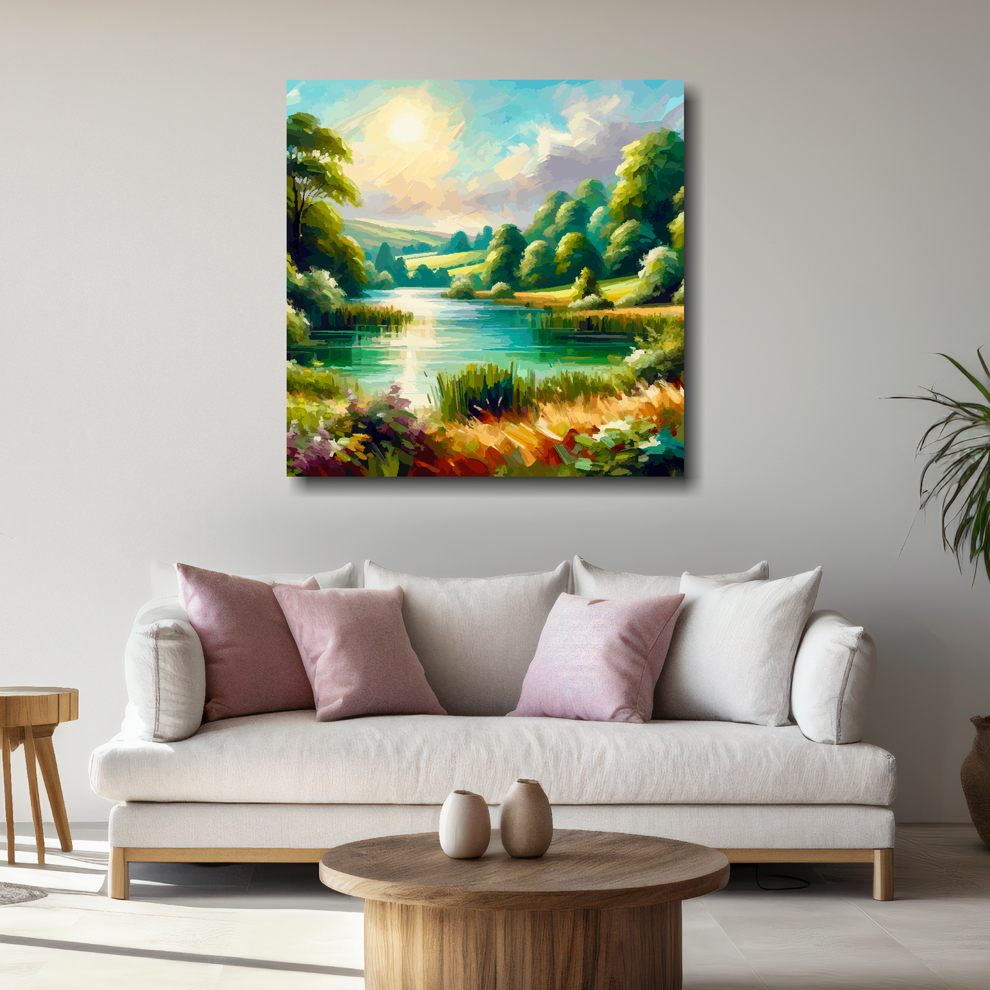 Large canvas wall art - Multi-Coloured Landscape of an English lake.