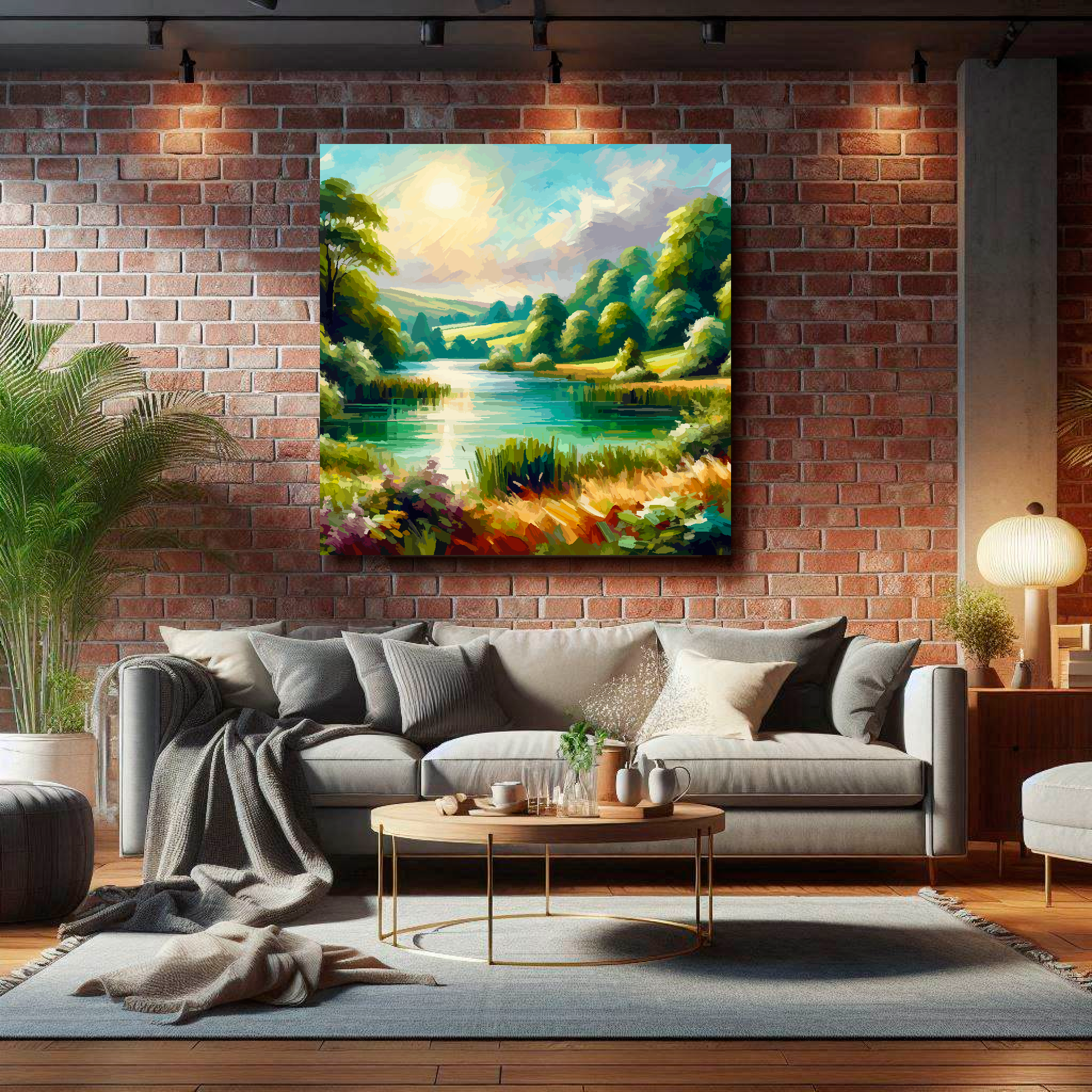 Large canvas wall art - Multi-Coloured Landscape of an English lake.